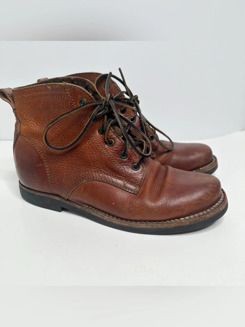 Frye Men’s Cognac Leather Lace Up Boots Size 10